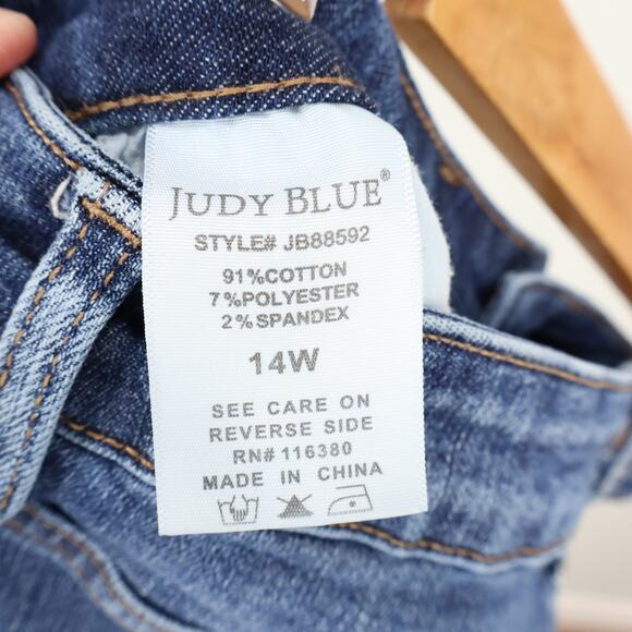 Judy Blue Look At Me Now High Rise Vintage Wash Crop Wide Leg Jeans Size 14 W - Picture 6 of 7